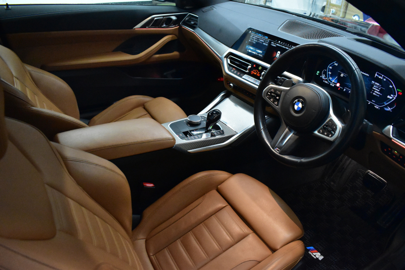 BMW 4シリーズ M440i xDriveｸｰﾍﾟ ﾋｰﾀｰ付茶革 ｲﾉﾍﾞｰｼｮﾝ&ｺﾝﾌｫｰﾄP 1ｵｰﾅｰ ﾚｰｻﾞｰLEDﾍｯﾄﾞﾗｲﾄ ACC HUD Mｽﾎﾟｰﾂﾃﾞﾌ&ﾌﾞﾚｰｷ 可変Mｻｽ ﾗｲﾌﾞｺｯｸﾋﾟｯﾄ全周囲ｶﾒﾗ Pｱｼｽﾄ LCW Apple Car Play ﾌﾙｾｸﾞ harman/kardon 19AW 2年保証