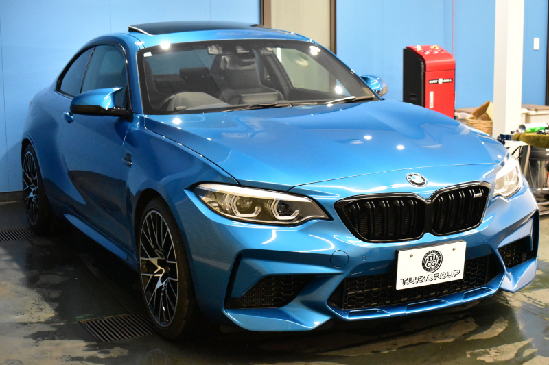 BMW Mシリーズ M2 ｺﾝﾍﾟﾃｨｼｮﾝ MDCT 7速DCT LCI後期  ｻﾝﾙｰﾌ ﾊｰﾏﾝｶｰﾄﾞﾝ 専用410馬力ｴﾝｼﾞﾝ LEDﾍｯﾄﾞﾗｲﾄ&ﾃｰﾙ ﾋｰﾀｰ付黒革 ﾀｯﾁﾊﾟﾈﾙHDDﾅﾋﾞBｶﾒﾗ 19AW 衝突軽減ﾌﾞﾚｰｷ 車線逸脱＆歩行者警告  Mｼｰﾄﾍﾞﾙﾄ 2年保証