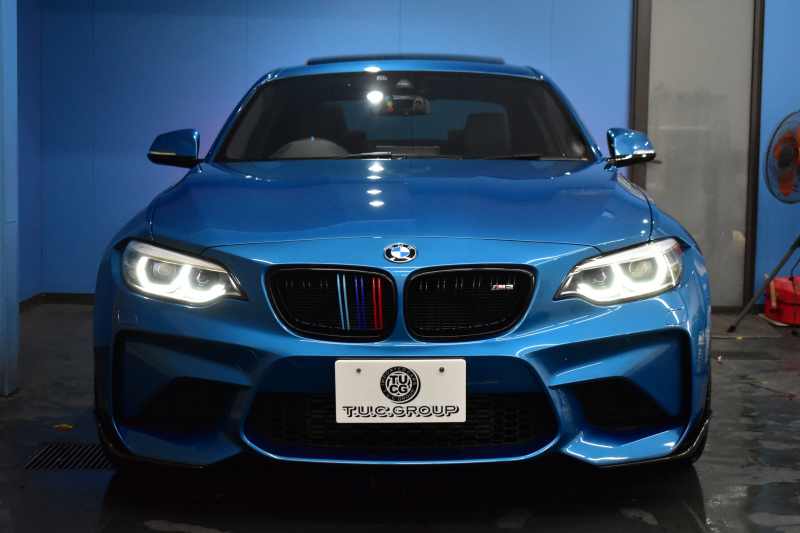 BMW Mシリーズ M2 6速MT LCI後期 ｾﾚｸﾄP SR harman/kardon ﾋｰﾀｰ付黒革 ﾍｷｻｺﾞﾅﾙLEDﾍｯﾄﾞﾗｲﾄ&ﾃｰﾙ ﾀｯﾁﾊﾟﾈﾙHDDﾅﾋﾞBｶﾒﾗ 19AW 車線逸脱&歩行者警告 衝突軽減ﾌﾞﾚｰｷ ｶｰﾎﾞﾝｲﾝﾃﾘｱ 2年保証