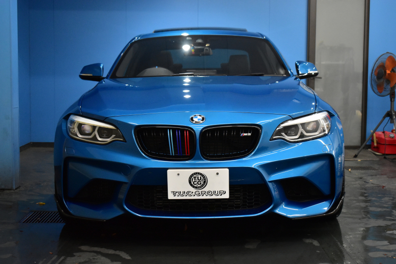 BMW Mシリーズ M2 6速MT LCI後期 ｾﾚｸﾄP SR harman/kardon ﾋｰﾀｰ付黒革 ﾍｷｻｺﾞﾅﾙLEDﾍｯﾄﾞﾗｲﾄ&ﾃｰﾙ ﾀｯﾁﾊﾟﾈﾙHDDﾅﾋﾞBｶﾒﾗ 19AW 車線逸脱&歩行者警告 衝突軽減ﾌﾞﾚｰｷ ｶｰﾎﾞﾝｲﾝﾃﾘｱ 2年保証