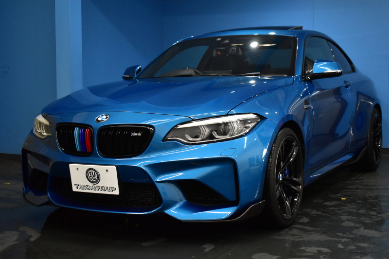 BMW Mシリーズ M2 6速MT LCI後期 ｾﾚｸﾄP SR harman/kardon ﾋｰﾀｰ付黒革 ﾍｷｻｺﾞﾅﾙLEDﾍｯﾄﾞﾗｲﾄ&ﾃｰﾙ ﾀｯﾁﾊﾟﾈﾙHDDﾅﾋﾞBｶﾒﾗ 19AW 車線逸脱&歩行者警告 衝突軽減ﾌﾞﾚｰｷ ｶｰﾎﾞﾝｲﾝﾃﾘｱ 2年保証